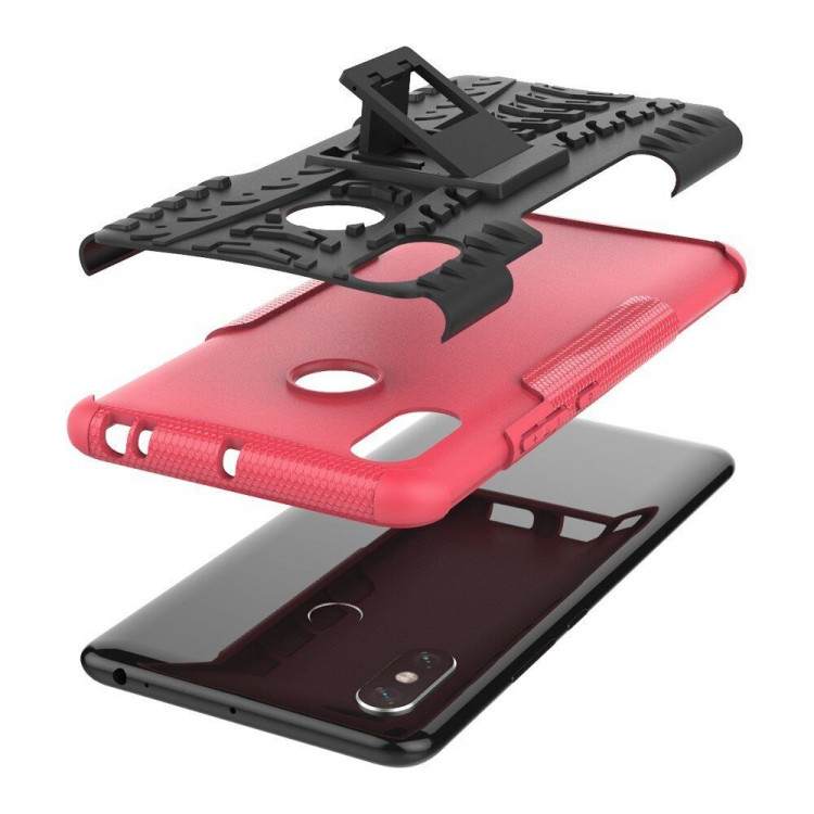 Чехол Hybrid Armor для Xiaomi Mi Max 3 (черный + розовый)