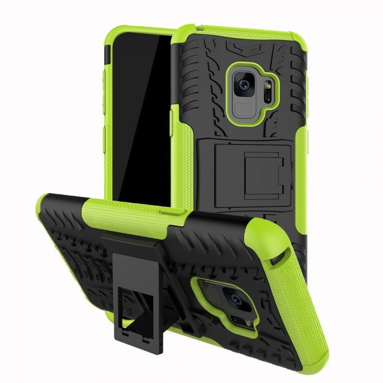 Чехол Hybrid Armor для Samsung Galaxy S9 (черный + зеленый)