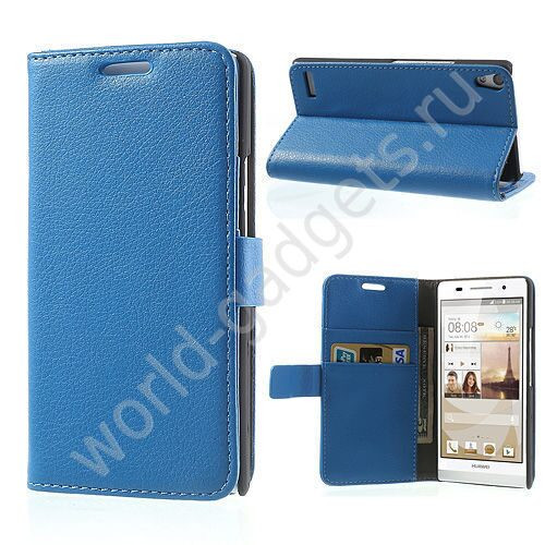 Горизонтальный чехол для Huawei Ascend P6 (голубой)