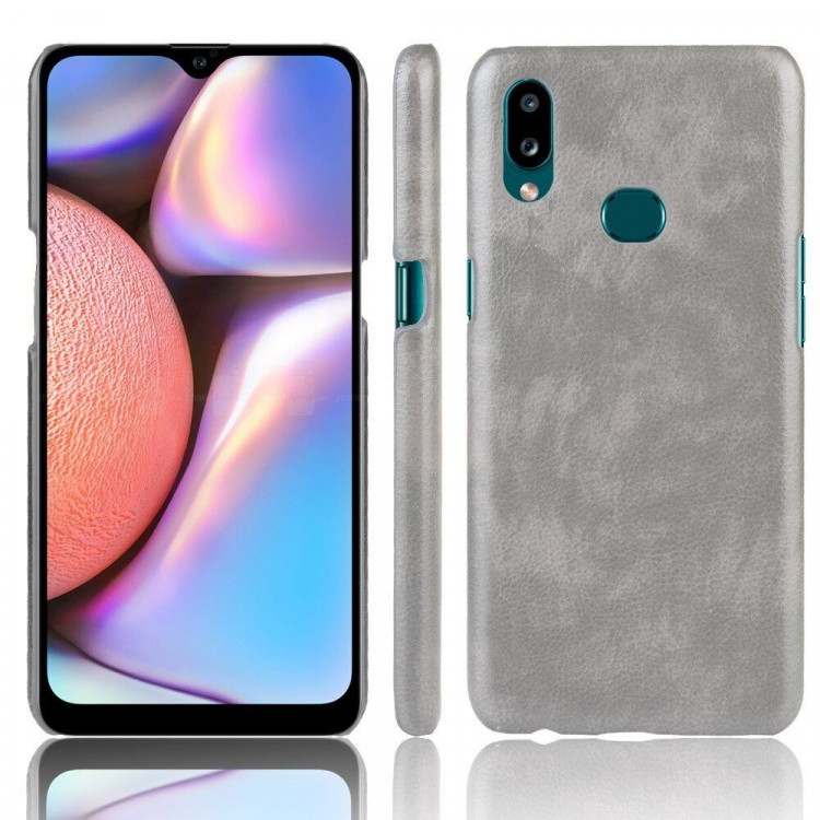 Кожаная накладка-чехол для Samsung Galaxy A10s (серый)