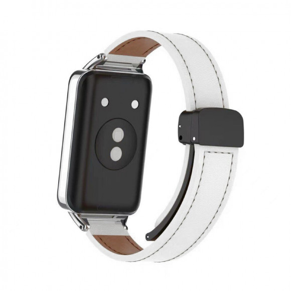 Кожаный ремешок с магнитной застежкой для Honor Band 9 (белый) Кожаный ремешок с магнитной застежкой для Honor Band 9 (белый)
