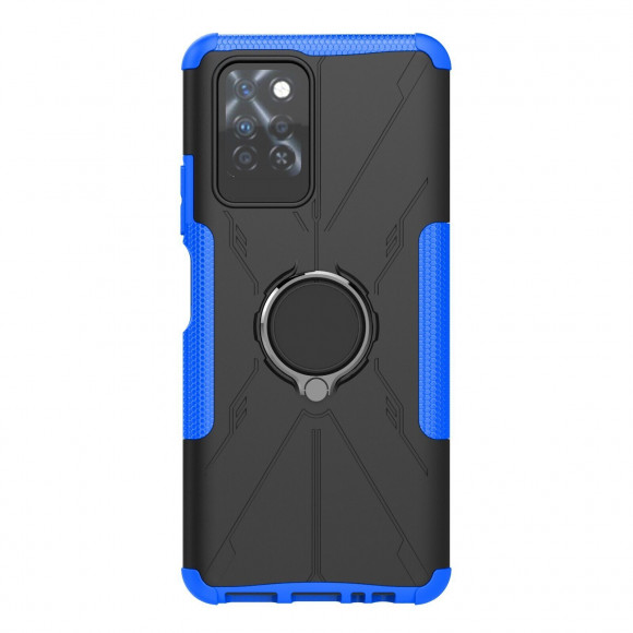 Чехол Armor Shockproof Ring Holder для Infinix Note 10 Pro (черный + голубой) Чехол Armor Shockproof Ring Holder для Infinix Note 10 Pro (черный + голубой)