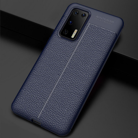 Чехол-накладка Litchi Grain для Huawei P40 (темно-синий)