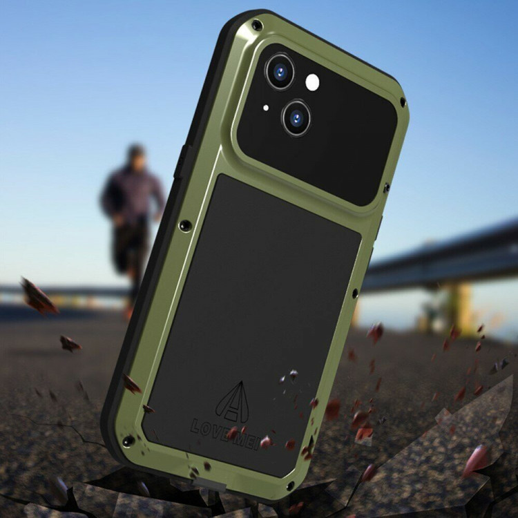 Гибридный чехол LOVE MEI для iPhone 13 mini (темно-зеленый)