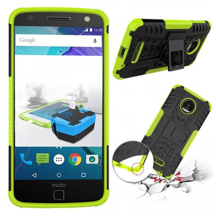Чехол Hybrid Armor для Motorola Moto Z (черный + зеленый)
