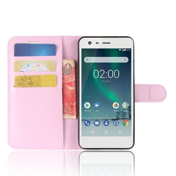 Чехол с визитницей для Nokia 2 (розовый) Чехол с визитницей для Nokia 2 (розовый)
