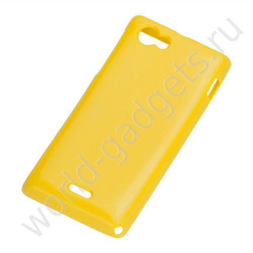 Пластиковый TPU чехол Sony Xperia J / ST26i (желтый)