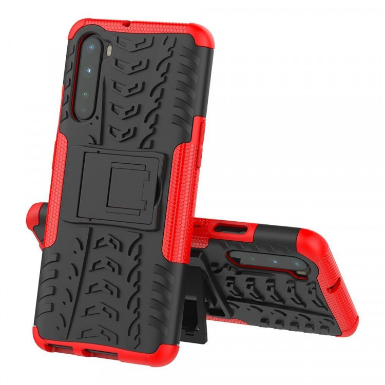 Чехол Hybrid Armor для OnePlus Nord (черный + красный)