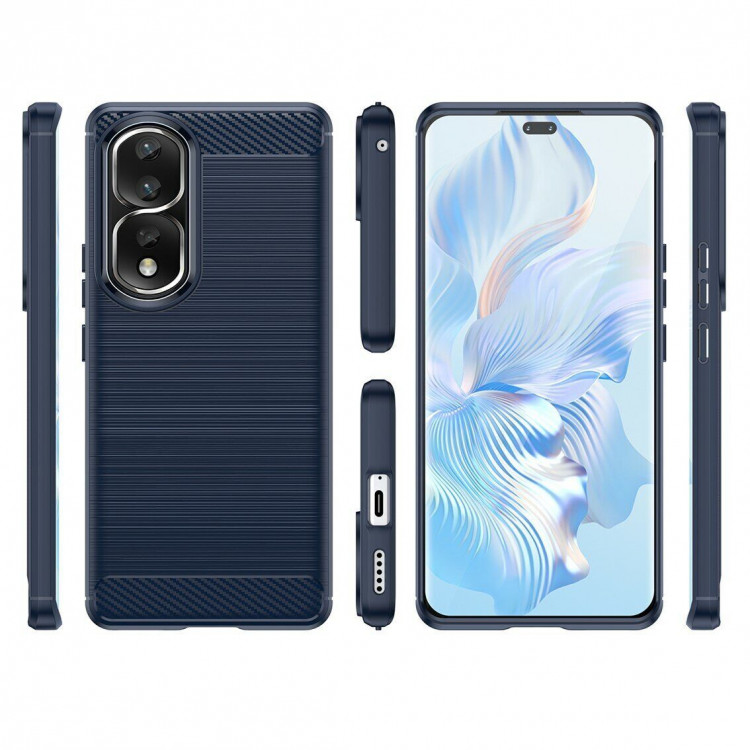 Чехол-накладка Carbon Fibre для Honor 80 Pro (темно-синий)