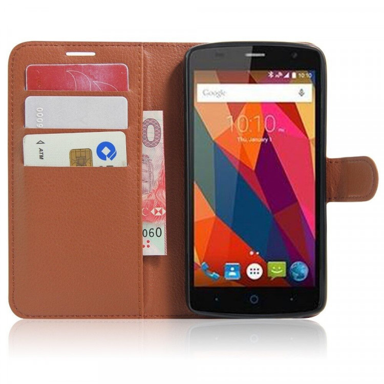 Чехол с визитницей для ZTE Blade L5 / L5 Plus (коричневый)