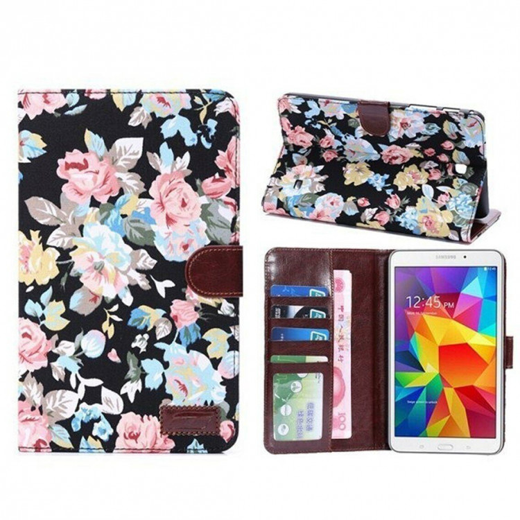 Чехол Цветы-Пионы для Samsung Galaxy Tab S 8.4 (черный)