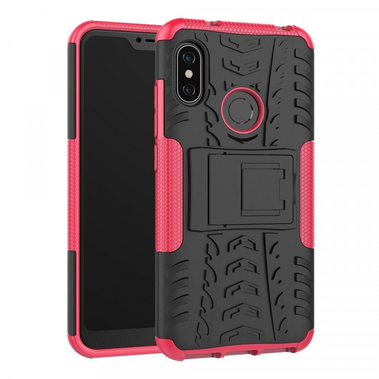 Чехол Hybrid Armor для Xiaomi Mi A2 Lite / Redmi 6 Pro (черный + розовый)