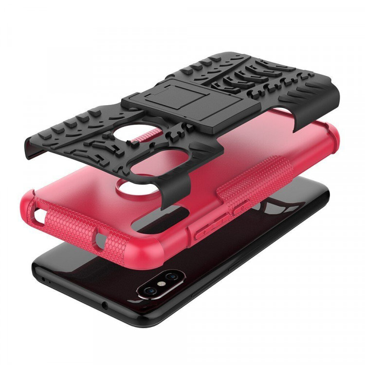 Чехол Hybrid Armor для Xiaomi Mi A2 Lite / Redmi 6 Pro (черный + розовый)