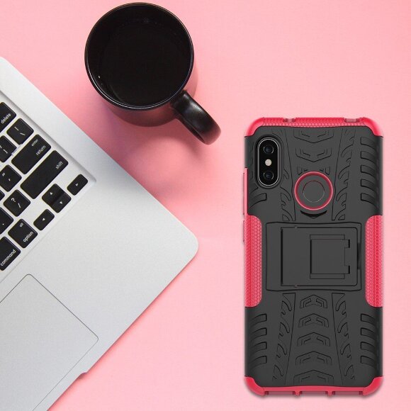 Чехол Hybrid Armor для Xiaomi Mi A2 Lite / Redmi 6 Pro (черный + розовый)