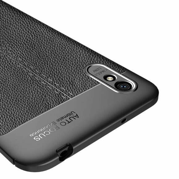 Чехол-накладка Litchi Grain для Xiaomi Redmi 9A (черный)