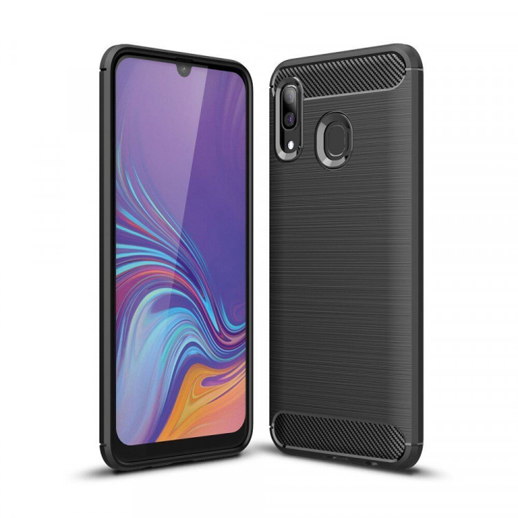 Чехол-накладка Carbon Fibre для Samsung Galaxy A40 (черный)