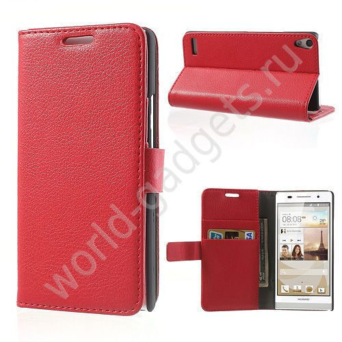 Горизонтальный чехол для Huawei Ascend P6 (красный)