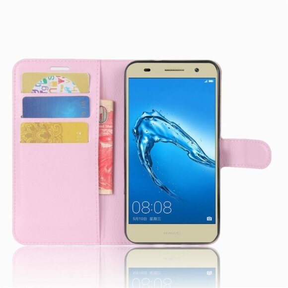 Чехол с визитницей для Huawei Y3 2017 (розовый)