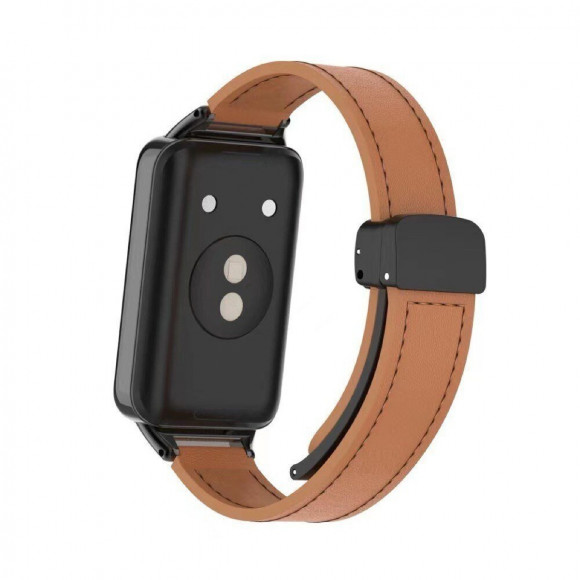 Кожаный ремешок с магнитной застежкой для Honor Band 9 (коричневый) Кожаный ремешок с магнитной застежкой для Honor Band 9 (коричневый)