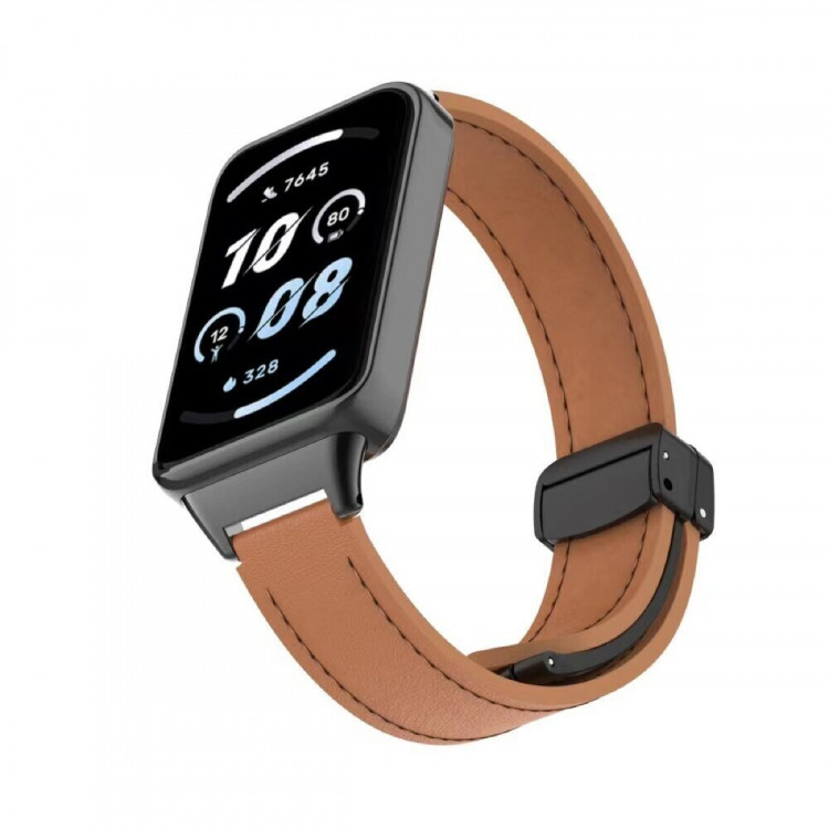 Кожаный ремешок с магнитной застежкой для Honor Band 9 (коричневый)