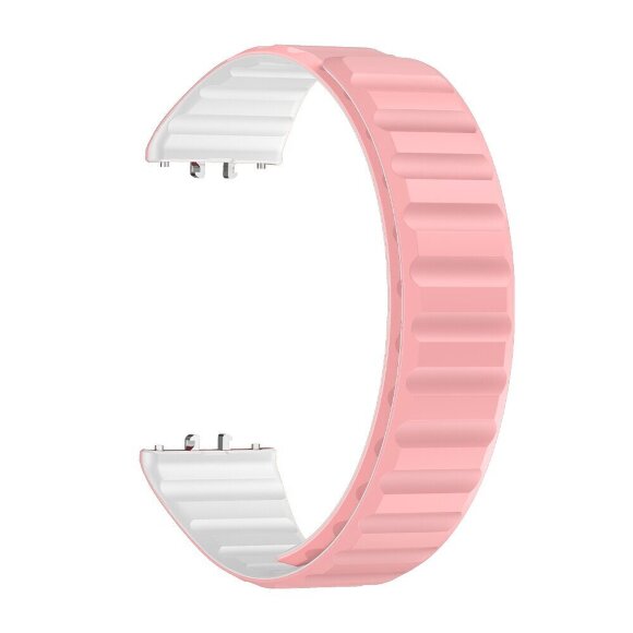 Ремешок для Samsung Galaxy Fit 3 Magnetic Silicone (розовый, белый)
