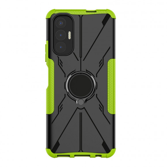 Чехол Armor Shockproof Ring Holder для Tecno Pova 3 (черный + зеленый) Чехол Armor Shockproof Ring Holder для Tecno Pova 3 (черный + зеленый)