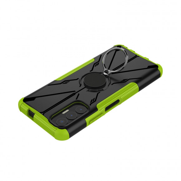 Чехол Armor Shockproof Ring Holder для Tecno Pova 3 (черный + зеленый) Чехол Armor Shockproof Ring Holder для Tecno Pova 3 (черный + зеленый)