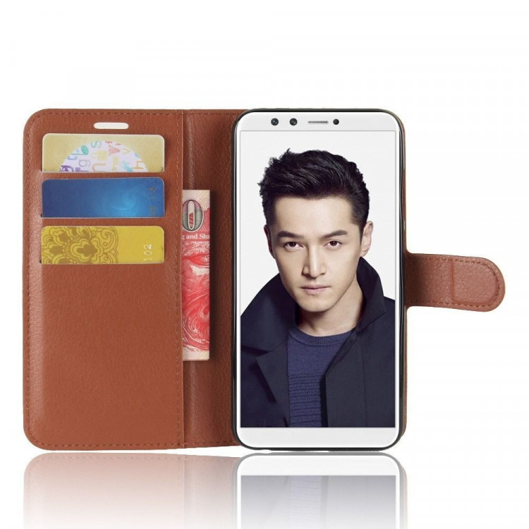 Чехол с визитницей для Huawei Honor 9 Lite (коричневый)