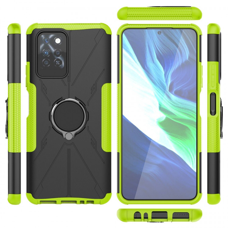 Чехол Armor Shockproof Ring Holder для Infinix Note 10 Pro (черный + зеленый)