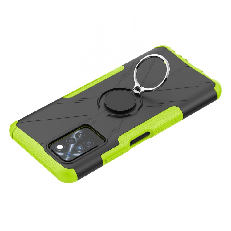 Чехол Armor Shockproof Ring Holder для Infinix Note 10 Pro (черный + зеленый)