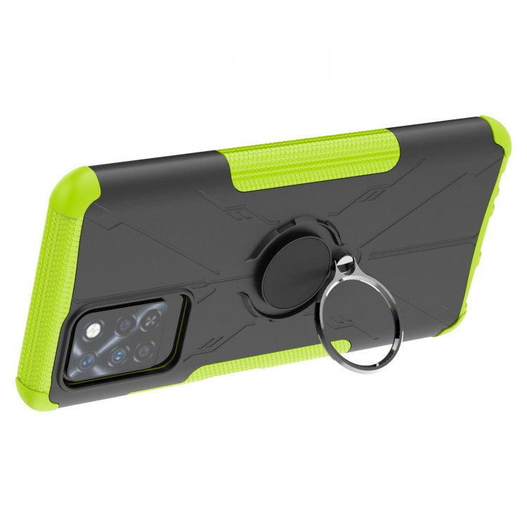 Чехол Armor Shockproof Ring Holder для Infinix Note 10 Pro (черный + зеленый)