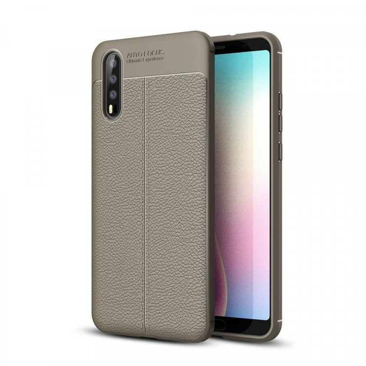 Чехол-накладка Litchi Grain для Huawei P20 (серый)