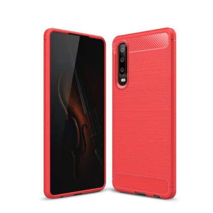 Чехол-накладка Carbon Fibre для Huawei P30 (красный)