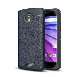 Чехол-накладка Litchi Grain для Motorola Moto C Plus (темно-синий)