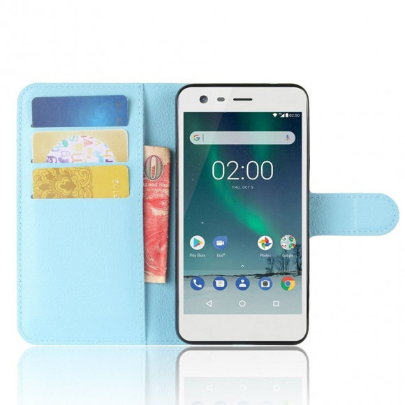 Чехол с визитницей для Nokia 2 (голубой) Чехол с визитницей для Nokia 2 (голубой)