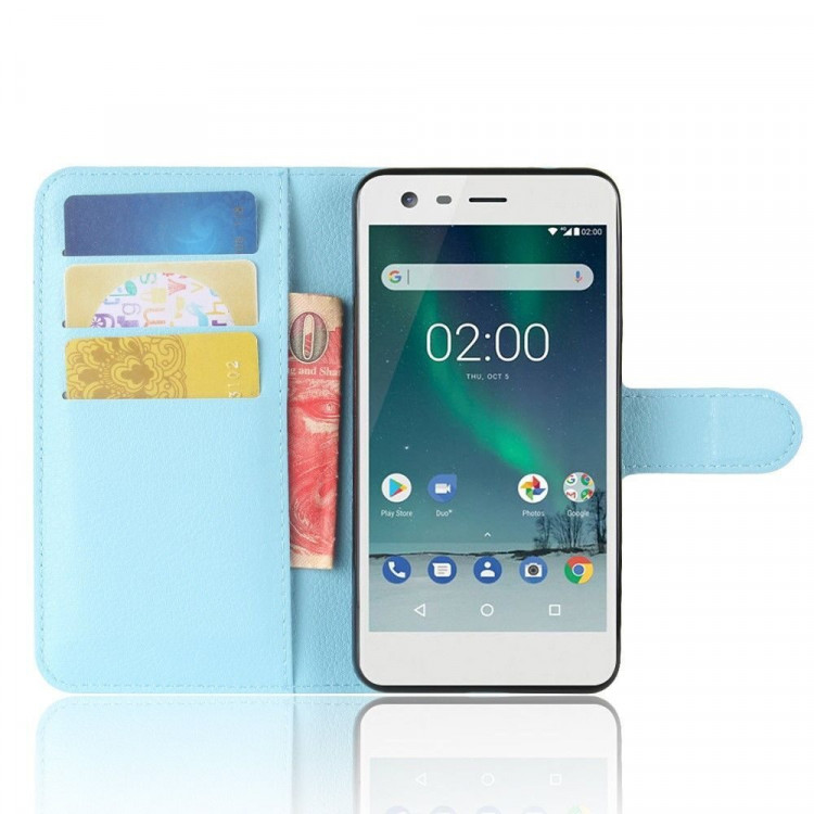 Чехол с визитницей для Nokia 2 (голубой)