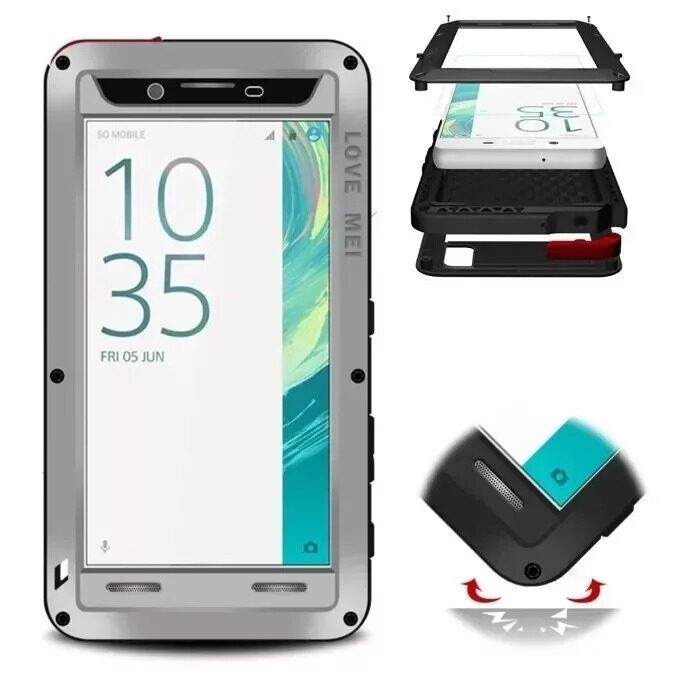 Гибридный чехол LOVE MEI для Sony Xperia X (серебряный)