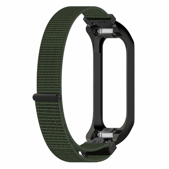 Нейлоновый браслет с металлической оправой для Samsung Galaxy Fit 2 SM-R220 (армейский зеленый)