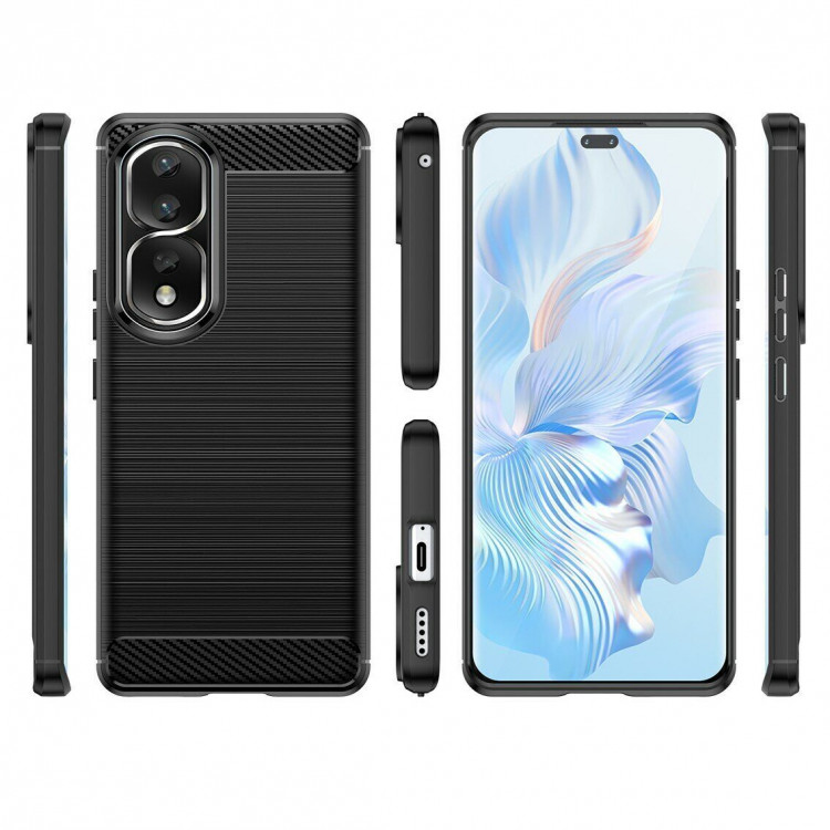 Чехол-накладка Carbon Fibre для Honor 80 Pro (черный)