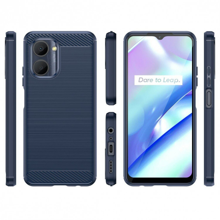 Чехол-накладка Carbon Fibre для Realme C33 (темно-синий)