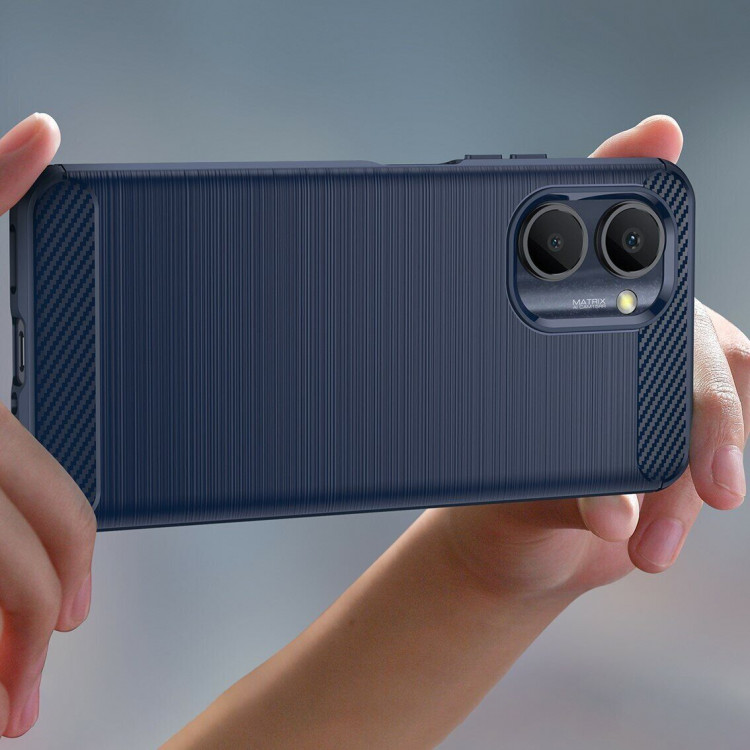 Чехол-накладка Carbon Fibre для Realme C33 (темно-синий)
