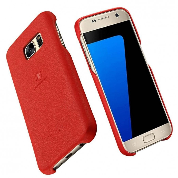 Кожаная накладка LENUO для Samsung Galaxy S7 (красный)