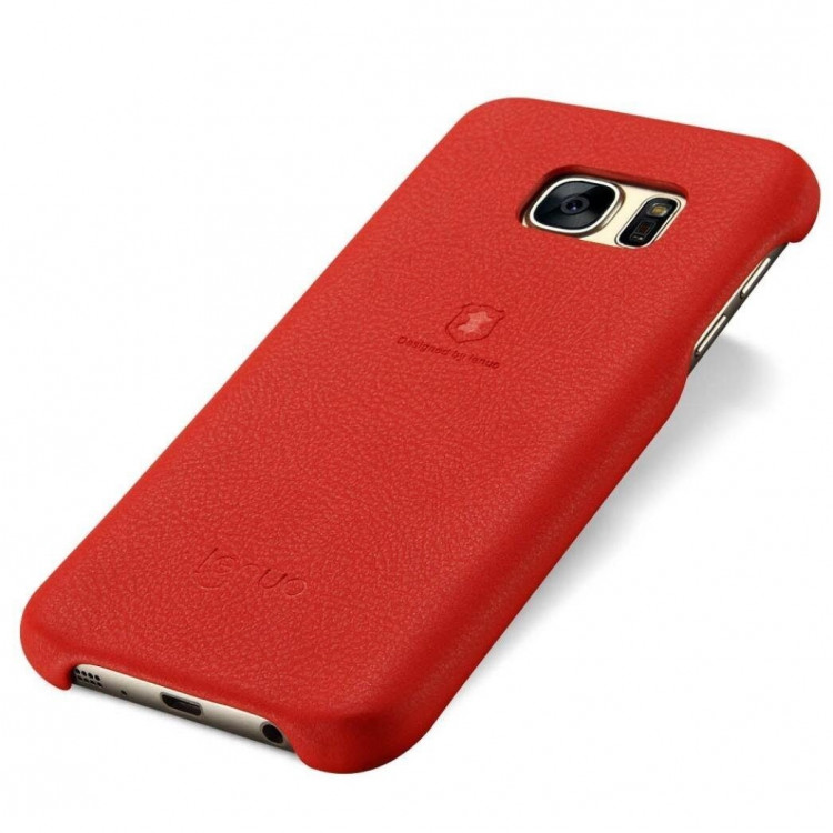 Кожаная накладка LENUO для Samsung Galaxy S7 (красный)