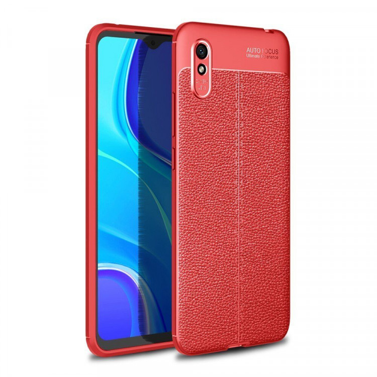 Чехол-накладка Litchi Grain для Xiaomi Redmi 9A (красный)