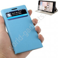 Горизонтальный чехол для с окном Huawei Ascend P6 (голубой) Горизонтальный чехол для с окном Huawei Ascend P6 (голубой)