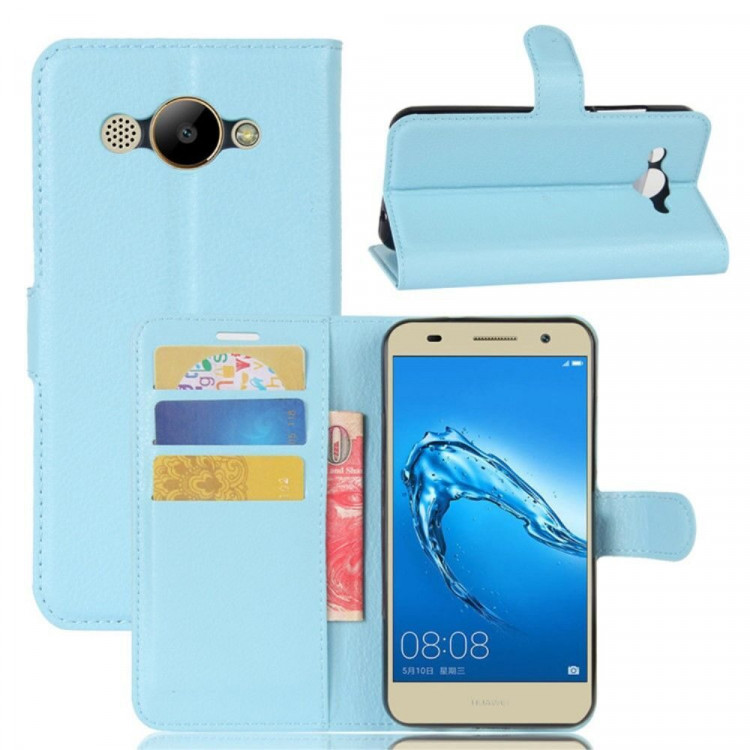 Чехол с визитницей для Huawei Y3 2017 (голубой)