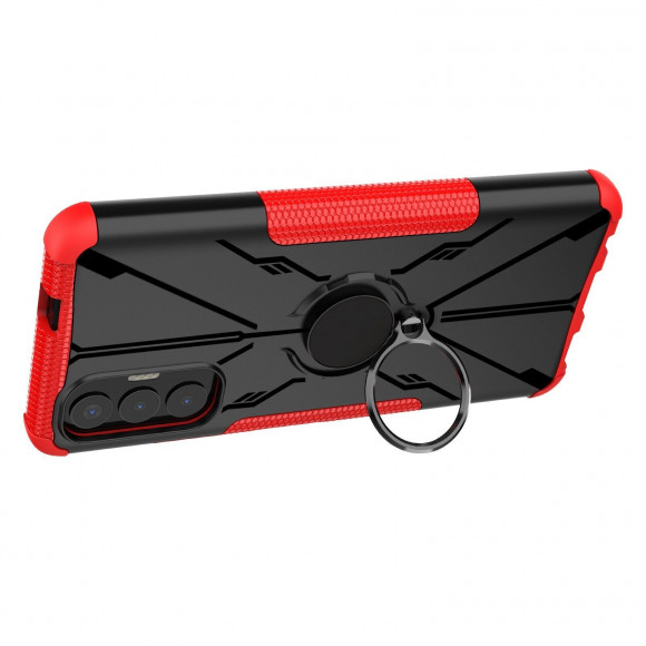Чехол Armor Shockproof Ring Holder для Tecno Pova 3 (черный + красный) Чехол Armor Shockproof Ring Holder для Tecno Pova 3 (черный + красный)