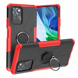 Чехол Armor Shockproof Ring Holder для Infinix Note 10 Pro (черный + красный)