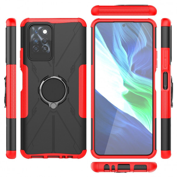 Чехол Armor Shockproof Ring Holder для Infinix Note 10 Pro (черный + красный) Чехол Armor Shockproof Ring Holder для Infinix Note 10 Pro (черный + красный)