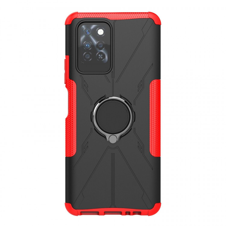Чехол Armor Shockproof Ring Holder для Infinix Note 10 Pro (черный + красный)